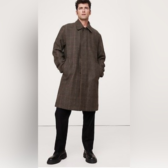 Banana Republic Wool Italian Plaid Car Coat Overcoat NWT L Career Corpcore